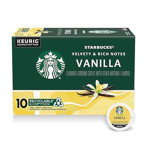 Starbucks K-Cup Coffee Pods, Flavored Hot or Iced Coffee, Vanilla, 10 Keurig Pods