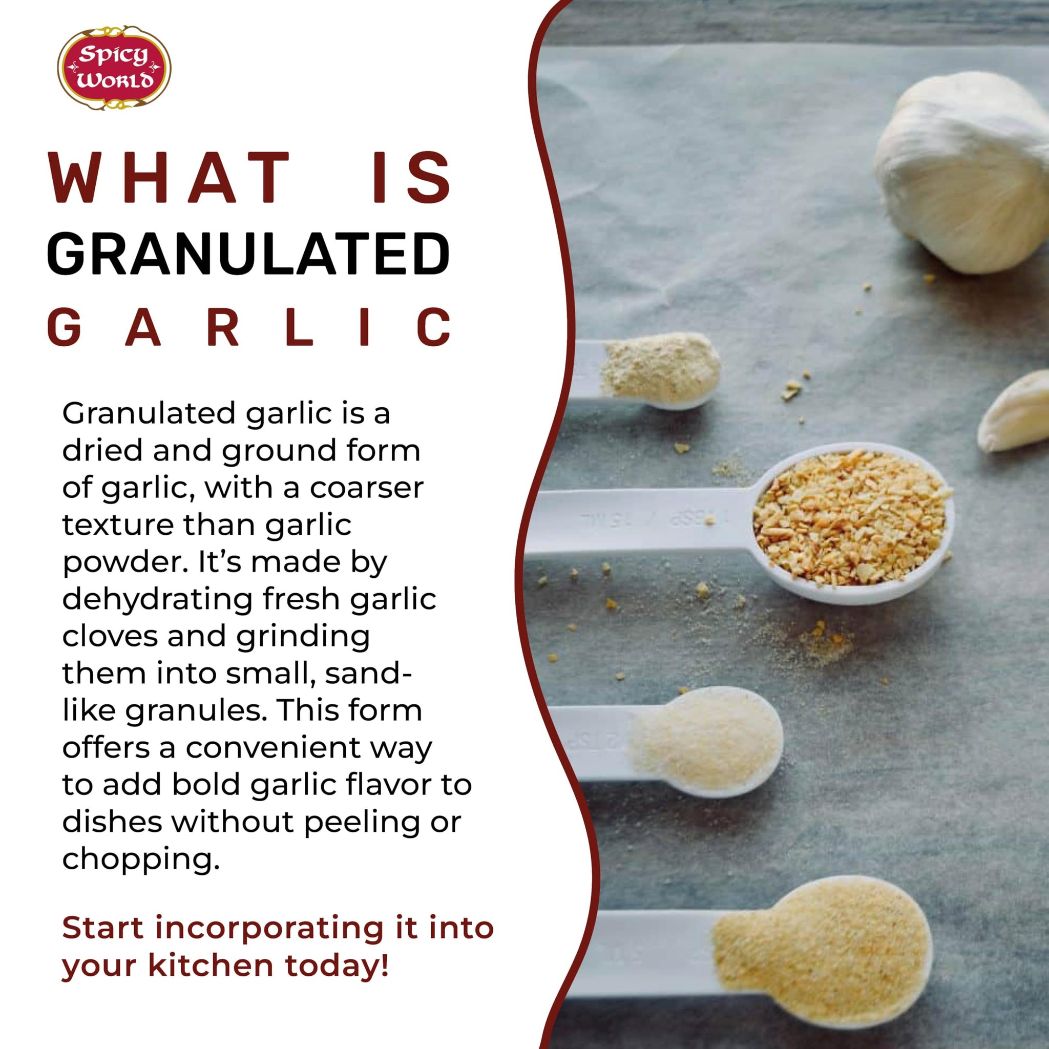 Spicy World Granulated Garlic 6 LB Jar - Gluten Free, Coarse Ground Dehydrated Garlic, Non-GMO, Bold Flavor for Cooking, Seasoning & Spice Blends