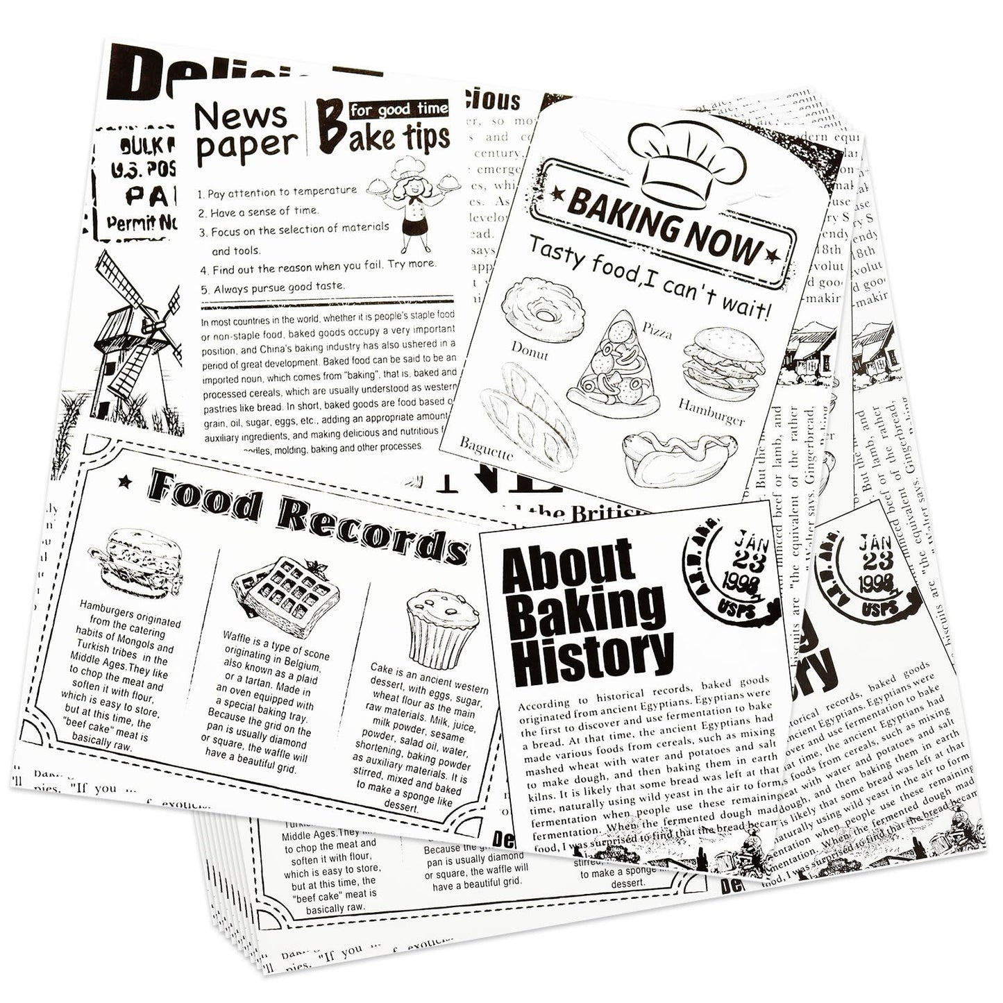 Premium Deli Paper 10"x10"- 200 Pk - Sandwich Wrapping Greaseproof Paper Sheets, Bread/Rolls Deli Paper Liners, Baskets Lining Wrappers for Fish
