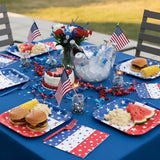 Patriotic Plates and Napkins,96Pcs 4th of July Tableware Set, American Flag Patriotic Party Supplies with Disposable Paper Plates, Napkins,Forks
