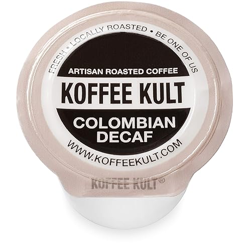 Koffee Kult Premium Decaf Colombia Medium Roast Coffee Single Serve coffee cups in pods - 64 count