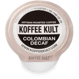 Koffee Kult Premium Decaf Colombia Medium Roast Coffee Single Serve coffee cups in pods - 64 count