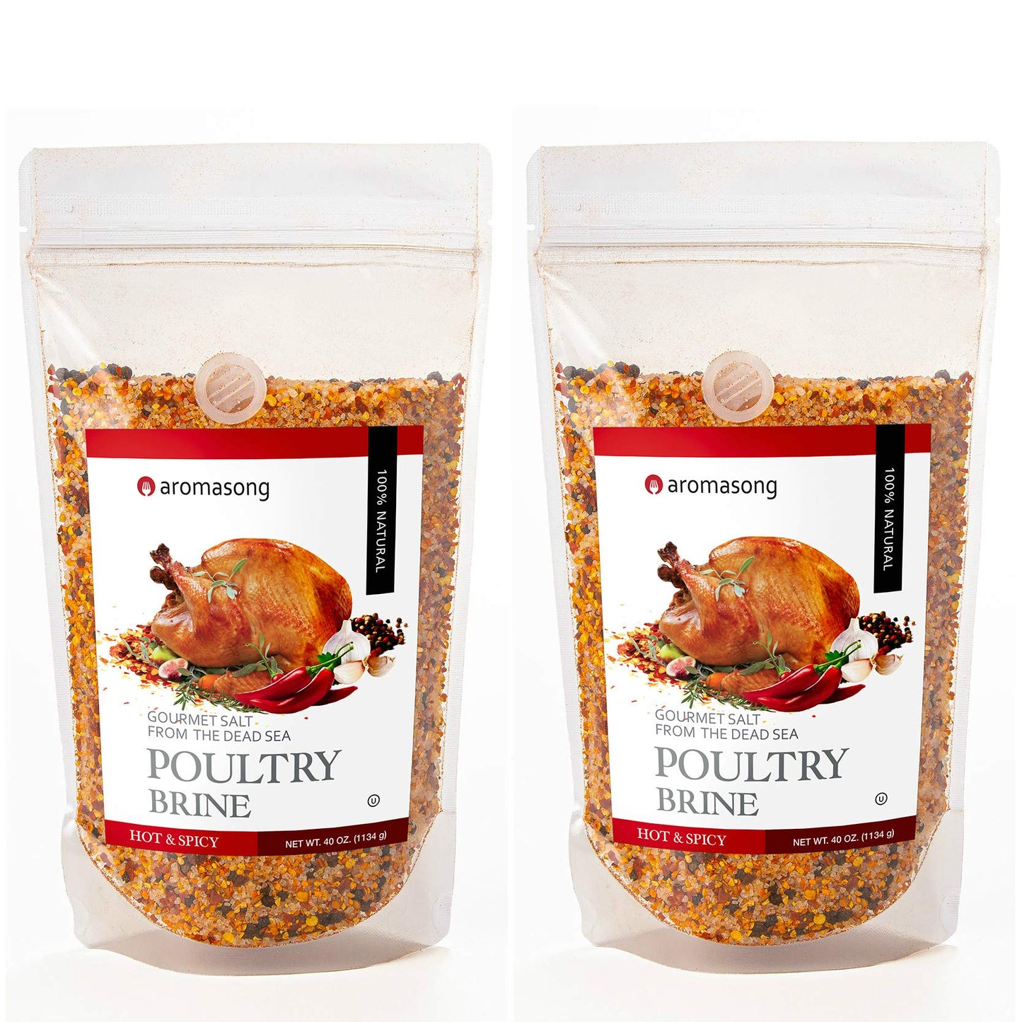 Aromasong Turkey Brine, Hot & Spicy, For Wet & Dry Brining, 2 Lb. 2 pack 100% Natural, Gourmet Sea Salt Poultry Seasoning, for Roasting, Grilling