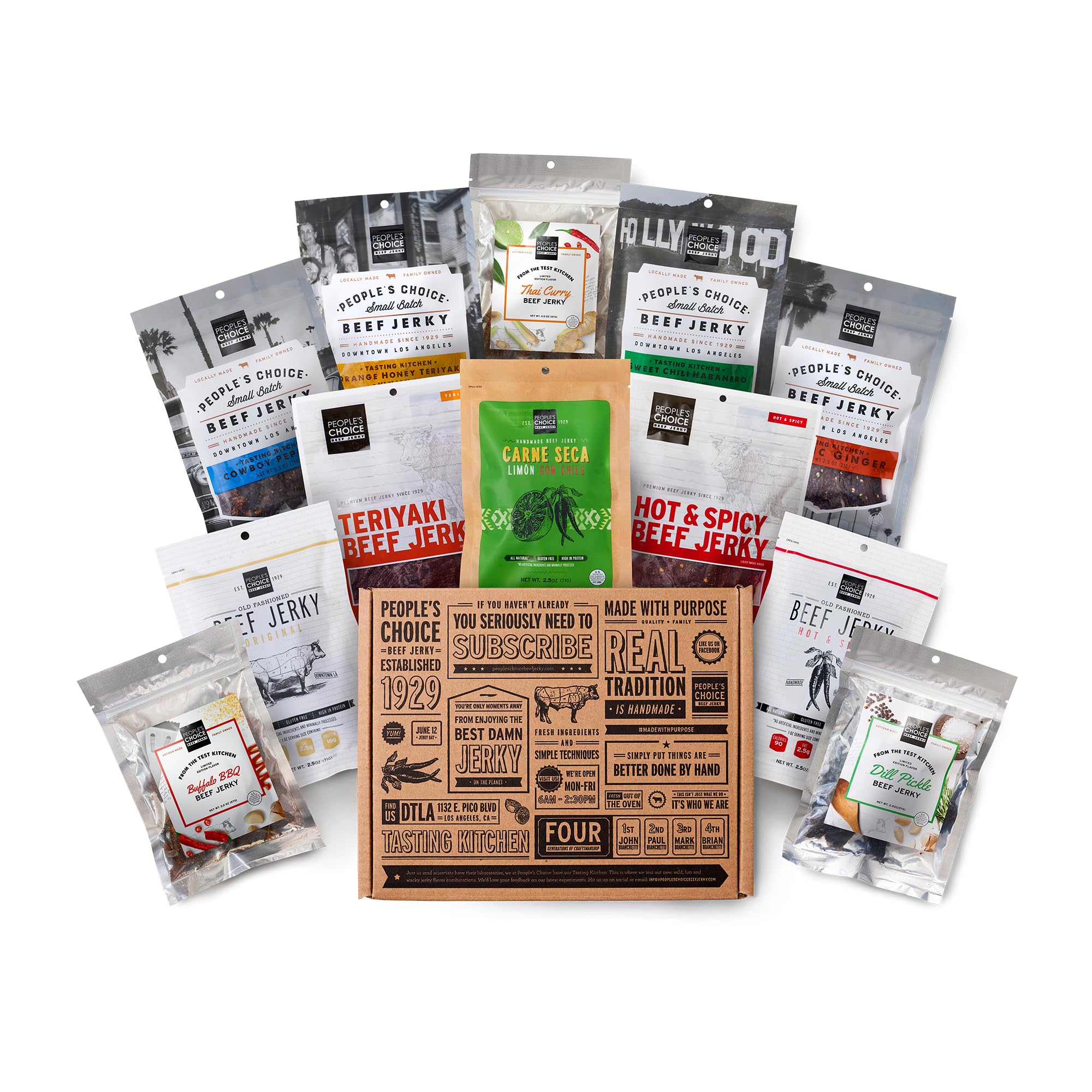 People's Choice Beef Jerky Variety Pack - High Protein Snack Sampler, Gift for Men - 12 Piece Set