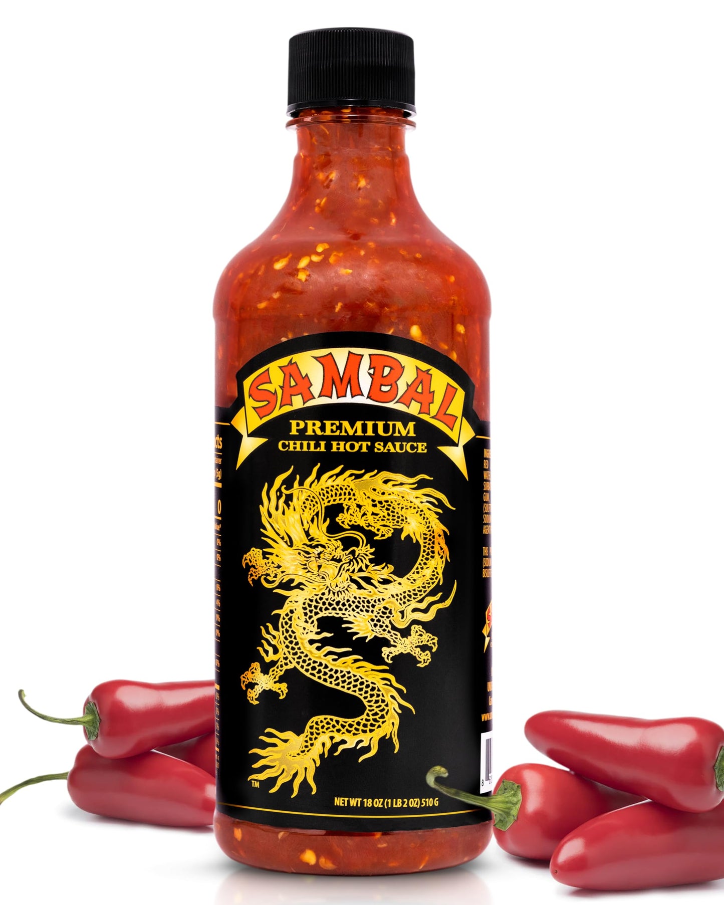 Underwood Ranches Limited Edition Dragon Sambal Sauce - Hot Sauce for Eggs, Pizza, Mexican Dishes, and More - Holiday Gift for Christmas 18 oz - 1