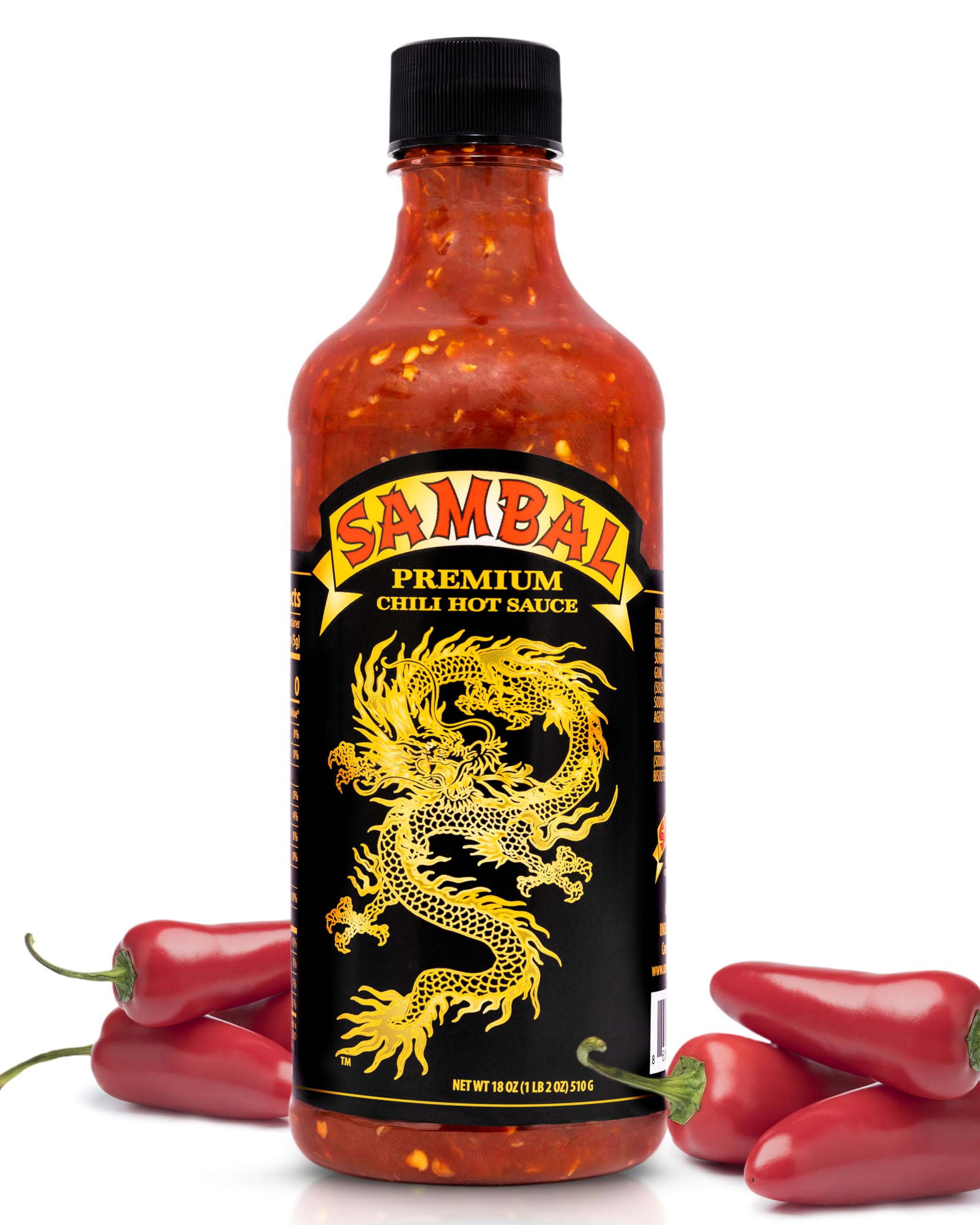 Underwood Ranches Limited Edition Dragon Sambal Sauce - Hot Sauce for Eggs, Pizza, Mexican Dishes, and More - Holiday Gift for Christmas 18 oz - 1