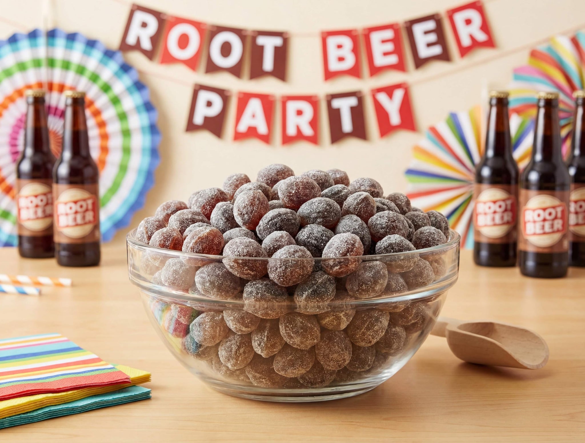 2 lbs Root Beer Candy Drops - Classic Old Fashioned Sugar-Dusted & Sanded Bulk Sweet Treats for Parties, Gifts & Snacking