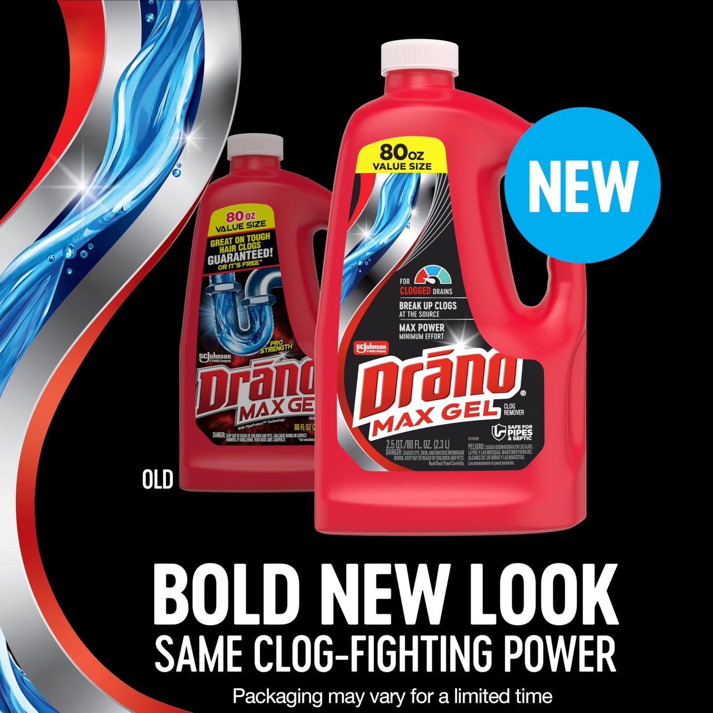 Drano Max Gel Drain Clog Remover & Cleaner, Fast-Acting to Unclog Standing Water & Remove Hair, Grease & Food Blockages, Safe for all Pipes & Septic