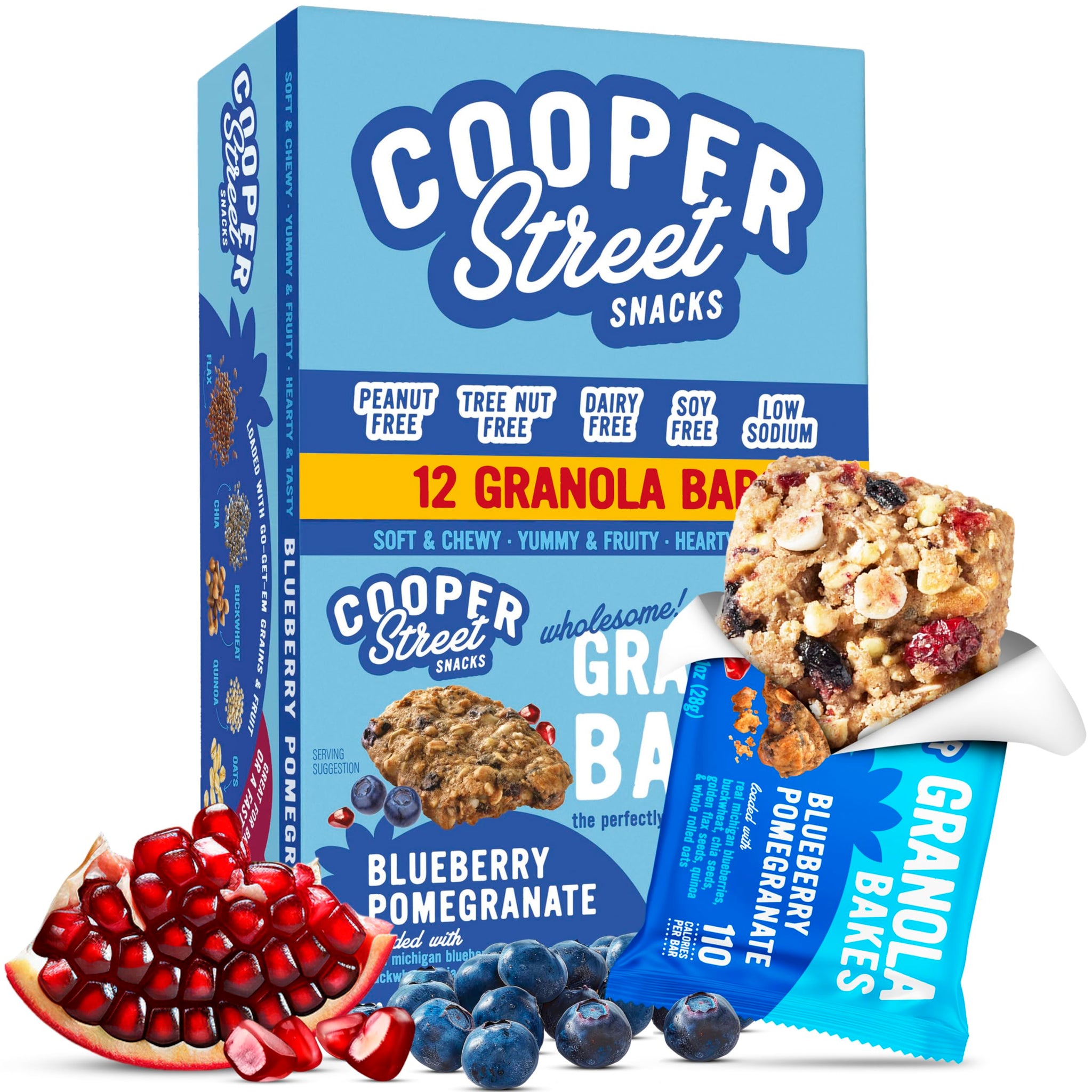 Cooper Street Granola Bakes - Soft Baked Oats, Grain & Seeds Breakfast Granola Cookie Bars - Nut & Dairy Free, Low Sodium, Healthy Lunchbox Snacks
