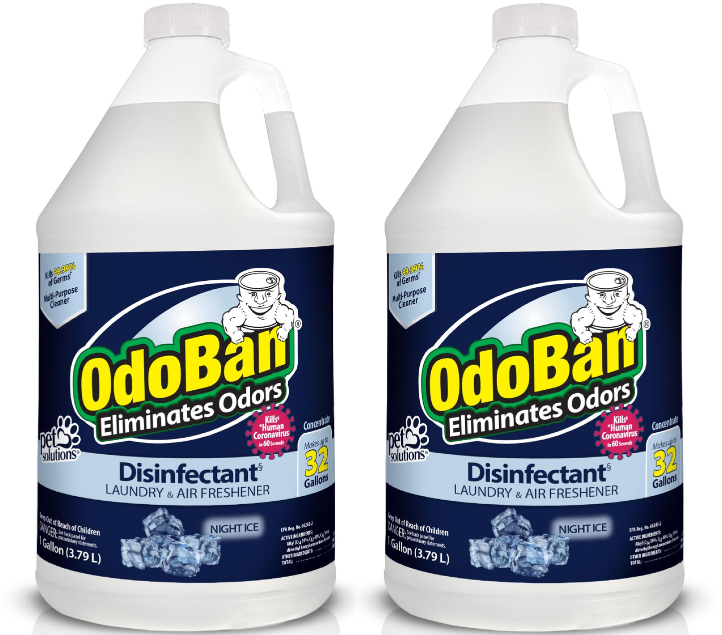 OdoBan Disinfectant Concentrate and Odor Eliminator, Made in the USA, Night Ice Scent, 2 Gallons
