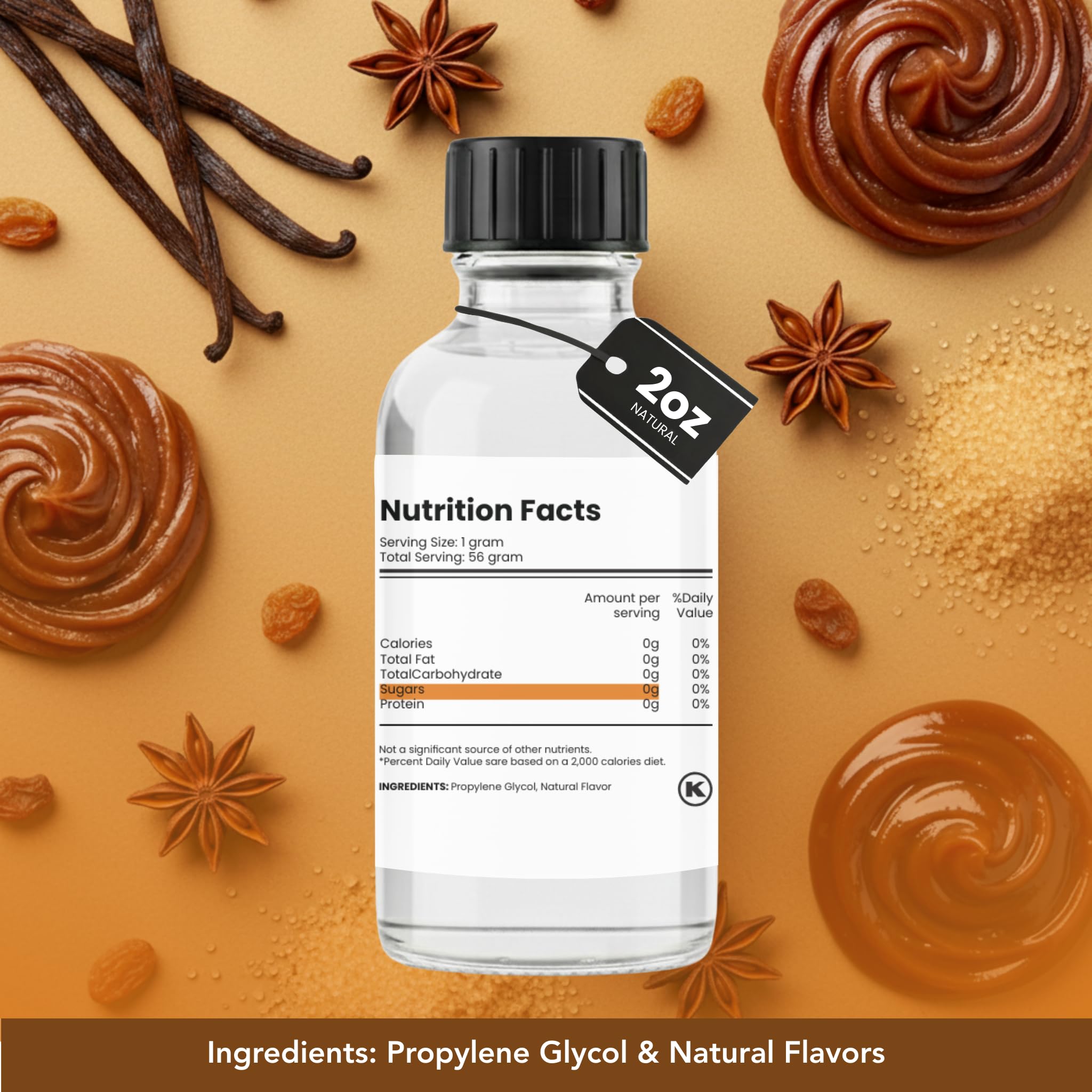 Dolce Flav Natural Rum Extract - 2 Ounce Water-Soluble Kosher, Sugar-Free, Concentrated Dark Rum Flavoring for Baking, Cocktails & Desserts, Includes