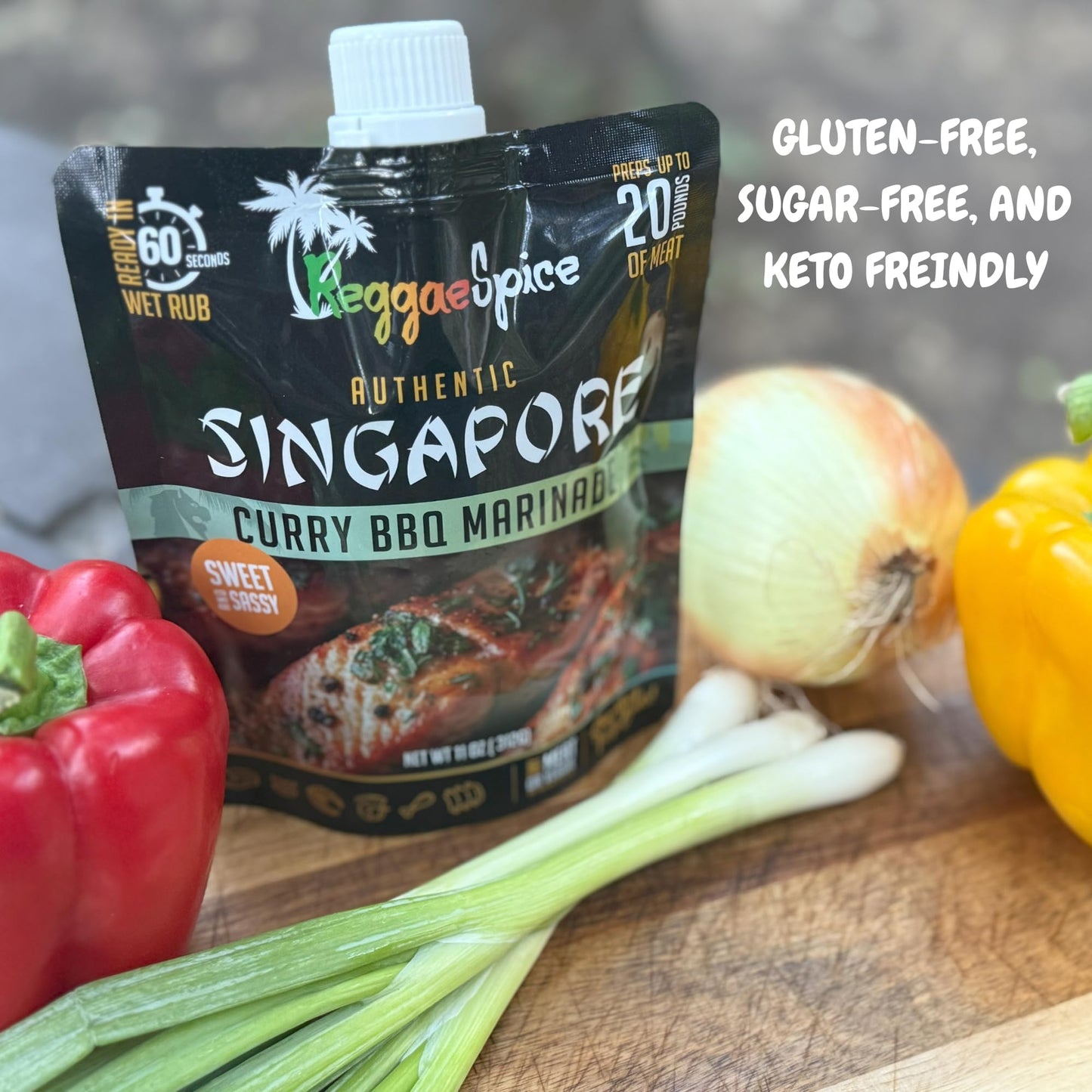 Reggae Spice Singapore Curry Jerk BBQ Marinade | 60-Second Authentic Wet Rub Seasoning Sauce for Cooking Meats | Gluten Free, Vegan, and Keto Friendly