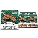 Nonni's Espresso Chocolate Chip Biscotti, Dipped in Real Dark Chocolate, Individually Wrapped Italian Cookie Snacks, 8 Servings (6 Boxes)