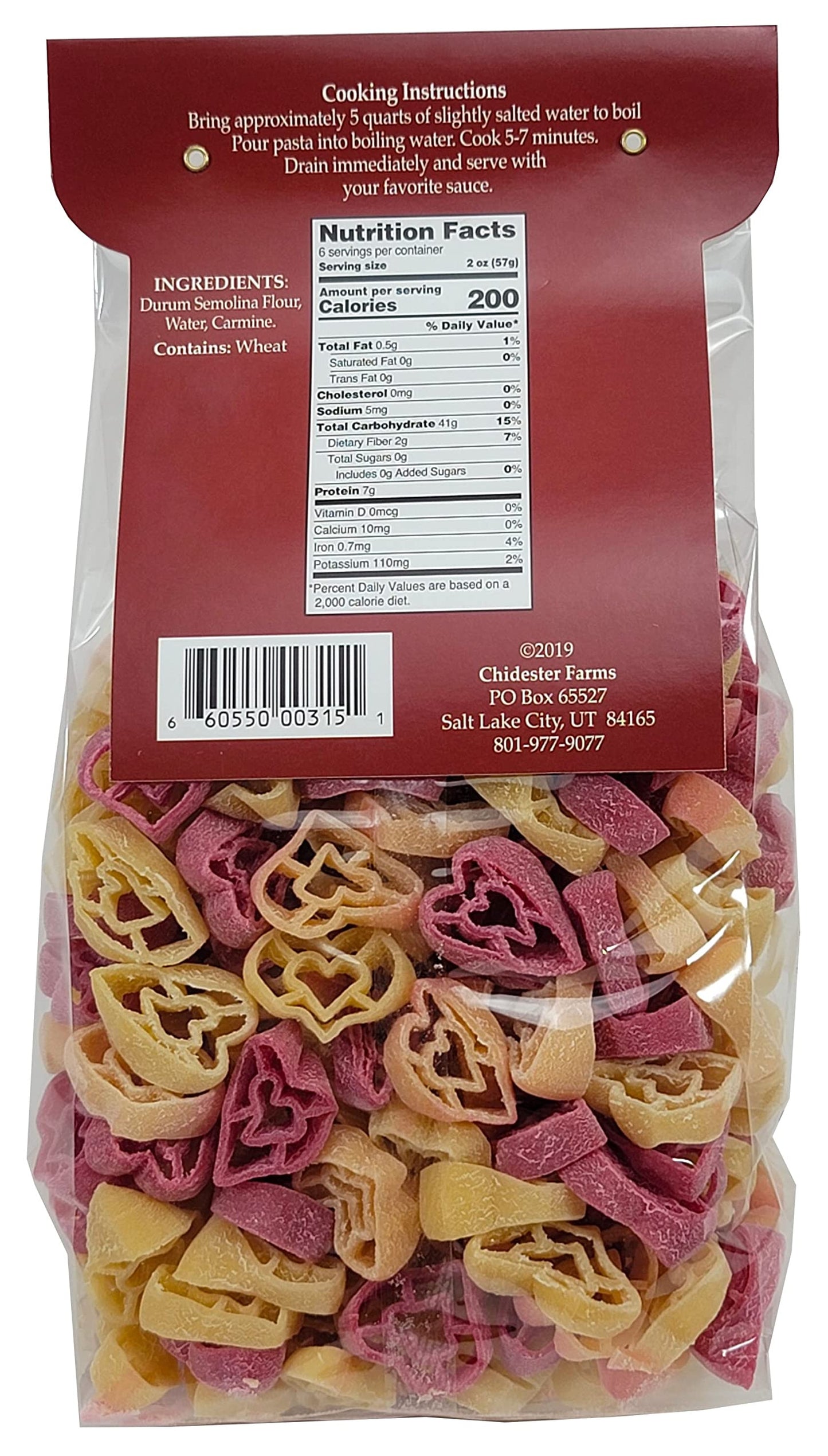 Chidester Farms Valentines Day Heart Shaped Novelty Love Pasta, 12 Ounce