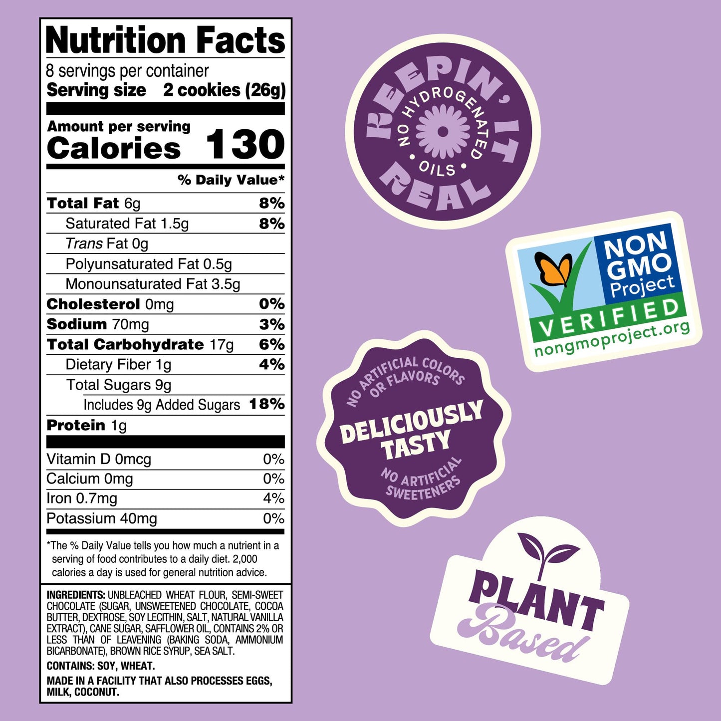 Back to Nature Chocolate Chunk Cookies, Plant-Based, Non-GMO, Made with Wheat Flour, Snack Happy, 7.5 oz Box