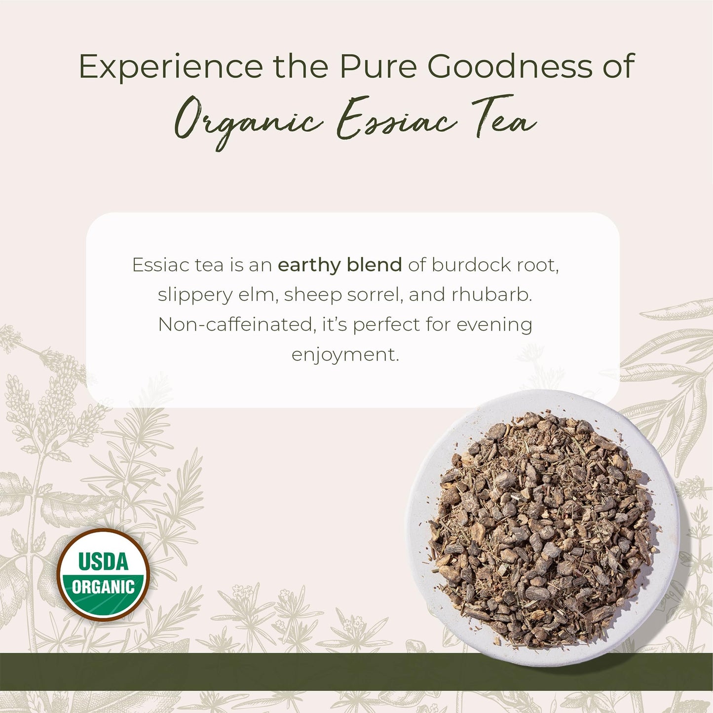 Starwest Botanicals Essiac Tea Organic - Caffeine Free Herbal Blend, Loose Leaf Burdock Root, Slippery Elm Bark, Sheep Sorrel, & Rhubarb, Certified