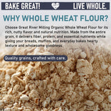 Great River Organic Milling Organic Whole Wheat Flour | Unbleached & Unbromated | High Protein & Fiber | Non-GMO, Kosher | Perfect for Sourdough