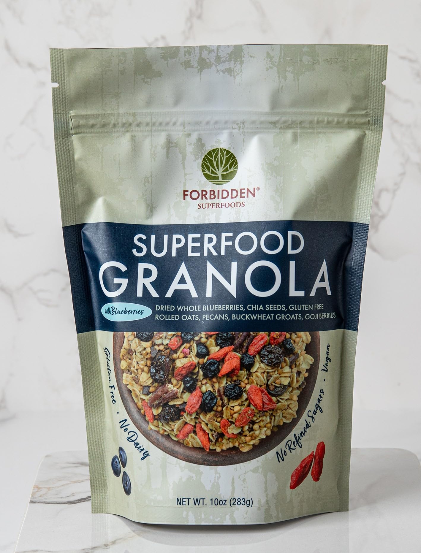 Superfood Granola | Gluten-Free with Blueberries, Goji Berries, Chia Seeds, Buckwheat Groats | Vegan and No Refined Sugars | 10 oz (283g)
