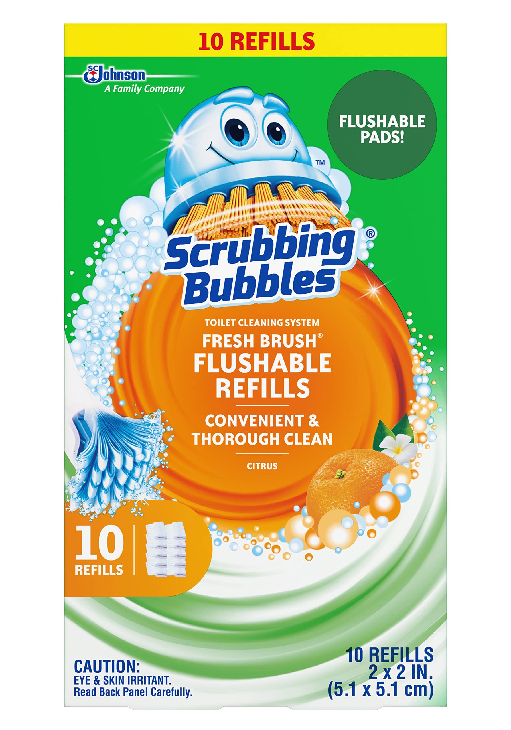 Scrubbing Bubbles Fresh Brush Flushable Refills - Citrus Action Scent - 10 Count Flushable Refills Per Box - Pack of 3 Boxes