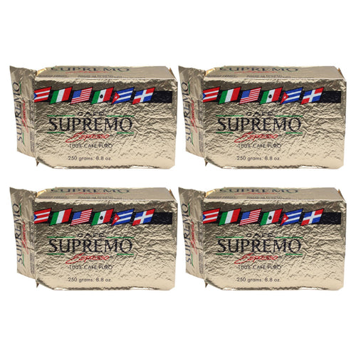 Café Supremo Espresso 100% Cafe Puro Brick 8.8 oz (Pack of 4)