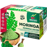 Hanan Moringa Tea Bags - Energy & Immunity Boost, Superfood Herbal, Caffeine-Free, Eco-Conscious 25-Count Resealable Pack