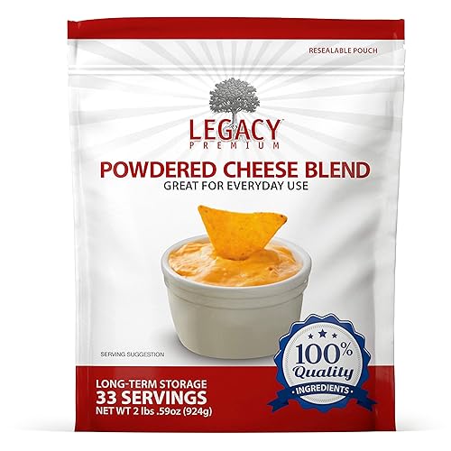 Legacy Essentials Long Term Dried Cheese Powder - 15 Year Shelf Life Powdered Cheese Blend for Emergency Food Storage Supply (Quantity 1)