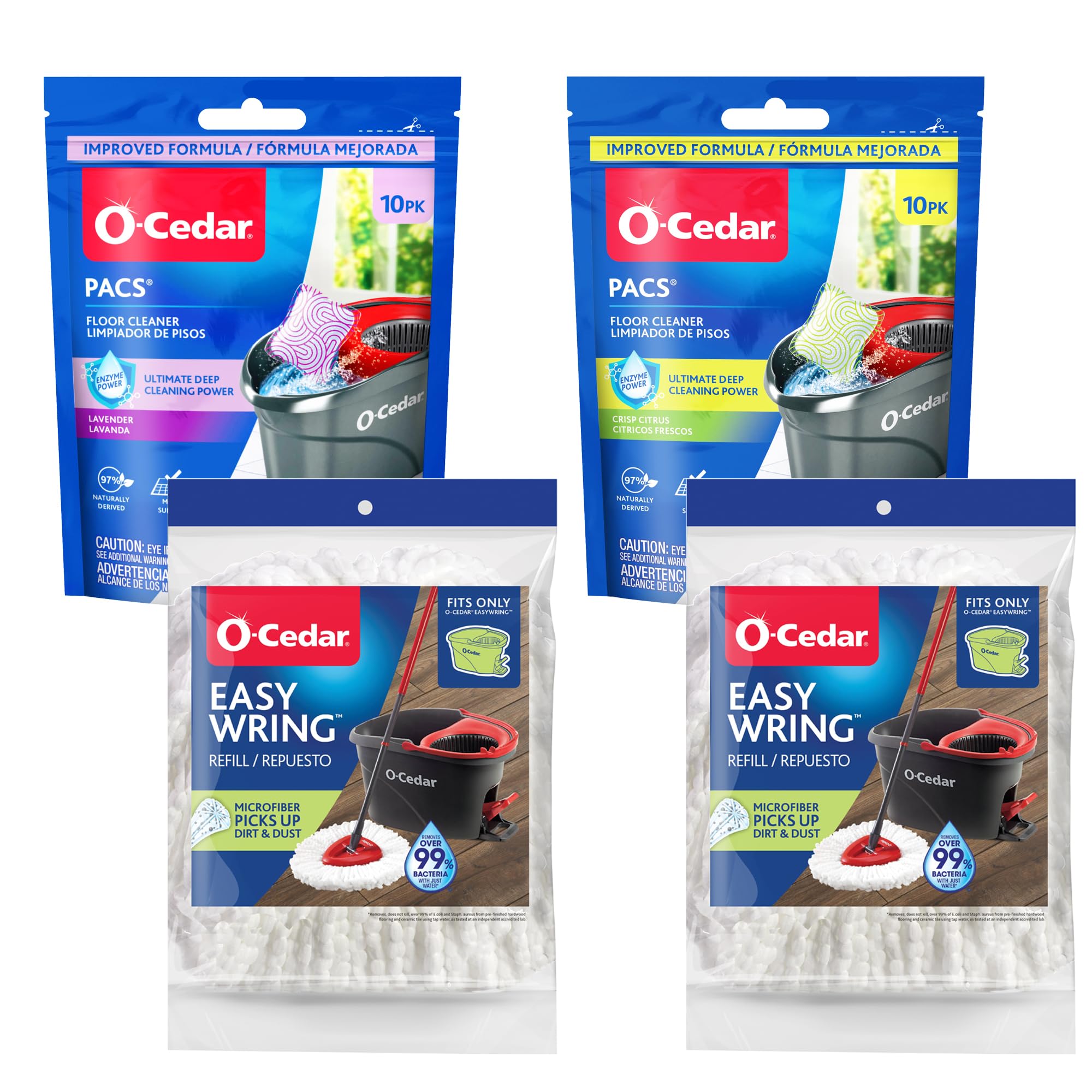 O-Cedar 2 Easywring Refills + 1 Citrus and 1 Lavender PACS (Variety Pack)