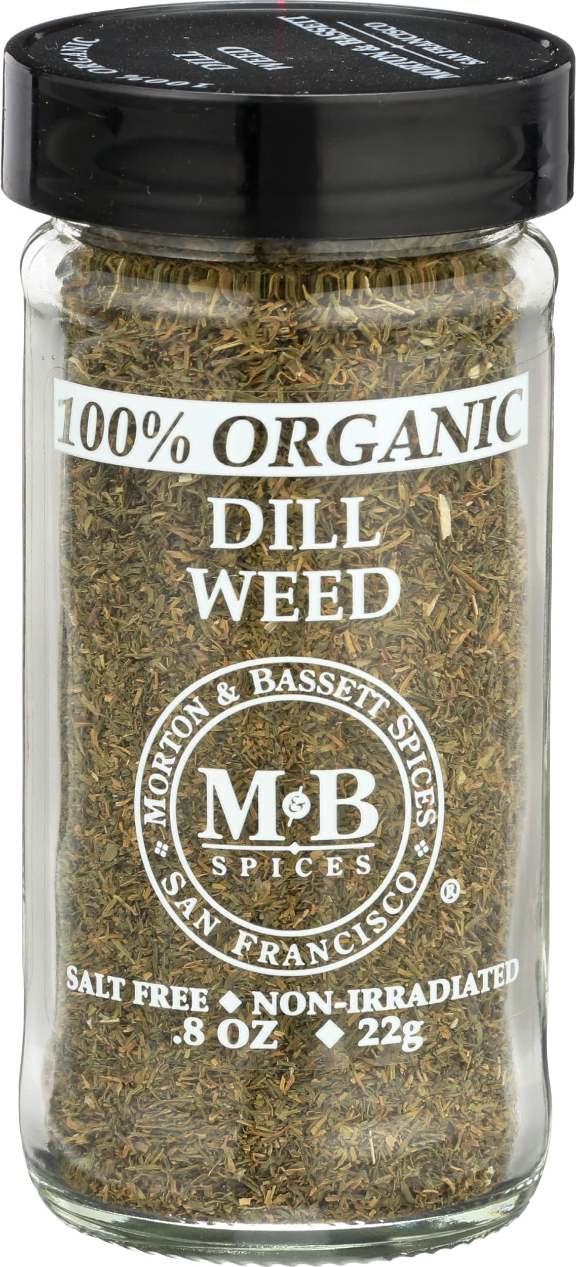 Morton & Bassett 100% Organic Dill Weed | Light, Tangy Herb for Seafood, Pickling & Dips | Gluten Free, Salt Free, Non-GMO | 0.8 oz Jar