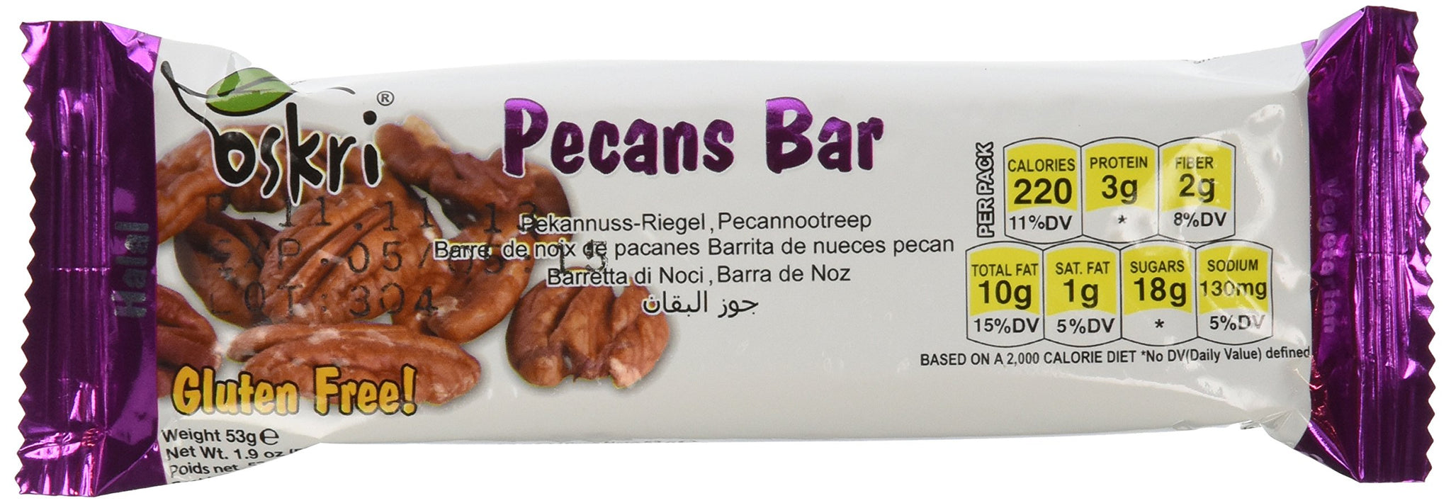 Oskri Granola Bar, Pecan Raisins, 1.9-Ounce (Pack of 20)