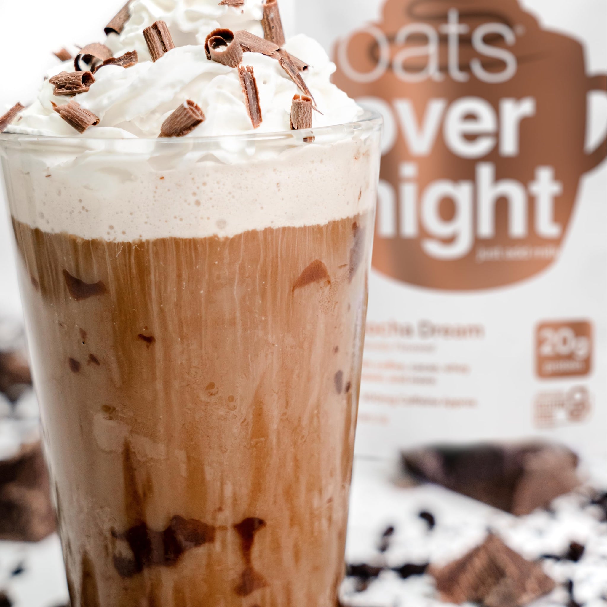 Oats Overnight - Mocha Dream - 20g Protein, High Fiber Breakfast Shake 100mg Caffeine - Gluten Free, Non GMO Oatmeal (2.7 oz per meal) (8 Pack)