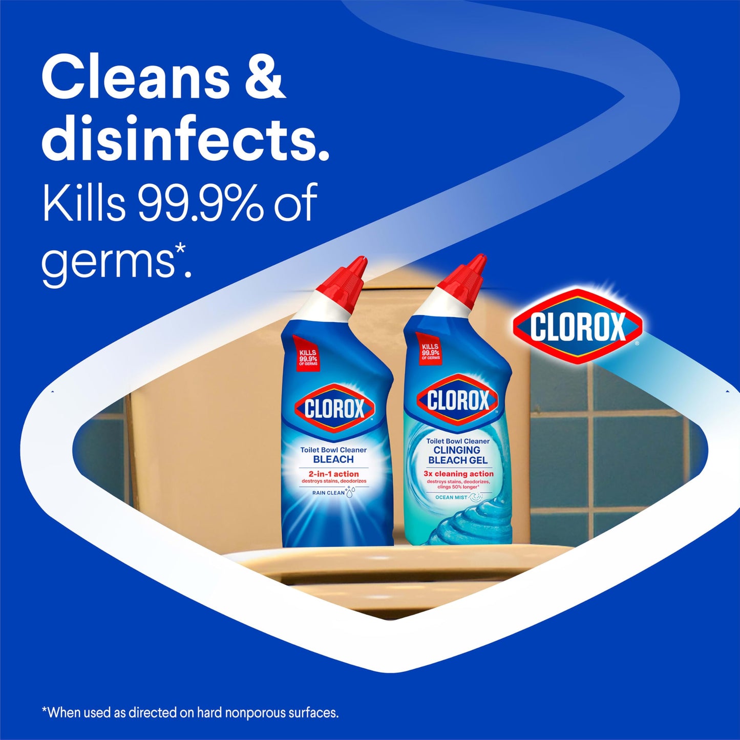 Clorox Toilet Bowl Cleaner Bleach, Rain Clean, 24 Fluid Ounces, Pack of 2 (Package May Vary)