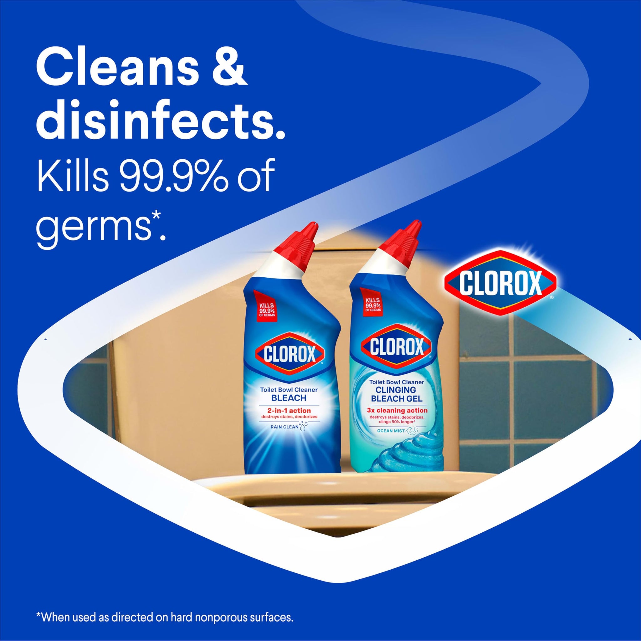 Clorox Toilet Bowl Cleaner Bleach, Rain Clean, 24 Fluid Ounces, Pack of 2 (Package May Vary)