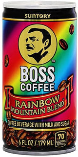 BOSS Coffee by Suntory - Rainbow Mountain Blend Japanese Flash Brew Coffee, 6oz 12 Pack, Imported from Japan, Espresso Doubleshot, Ready to Drink
