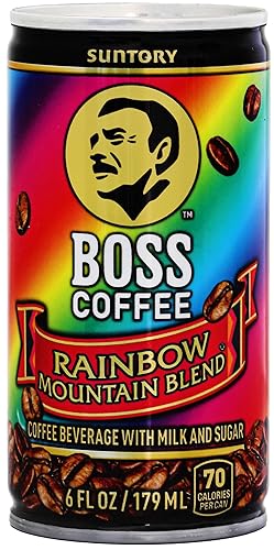 BOSS Coffee by Suntory - Rainbow Mountain Blend Japanese Flash Brew Coffee, 6oz 12 Pack, Imported from Japan, Espresso Doubleshot, Ready to Drink