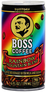 BOSS Coffee by Suntory - Rainbow Mountain Blend Japanese Flash Brew Coffee, 6oz 12 Pack, Imported from Japan, Espresso Doubleshot, Ready to Drink