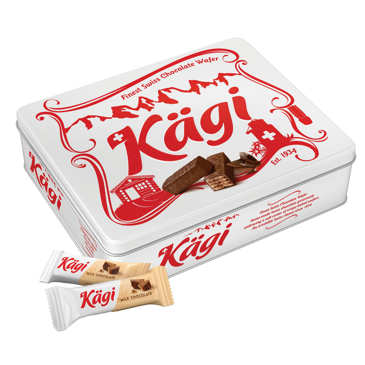 Kägi Swiss Milk Chocolate Covered Wafers, Premium, Classic Gift Tin, 400g