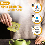 Natural Honey Lemon Ginger Root Herbal Crystals 30 Packets Instant Beverage 18 Grams Made With Real Pure Honey, Fresh Refreshing Lemon Citrus