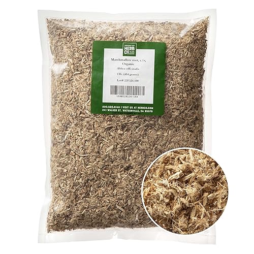 Organic Marshmallow Root Cut & Sifted, by Herb Co, Althaea Officinalis, From Albania & Bulgaria, Kosher, for Skincare to Prepare Oils & Salves