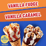 Drumstick Lil' Drums Vanilla Fudge Swirl and Vanilla Swirl Sundae Cones Ice cream, caramel, 27 Fl Oz, 12 count (pack of 1)