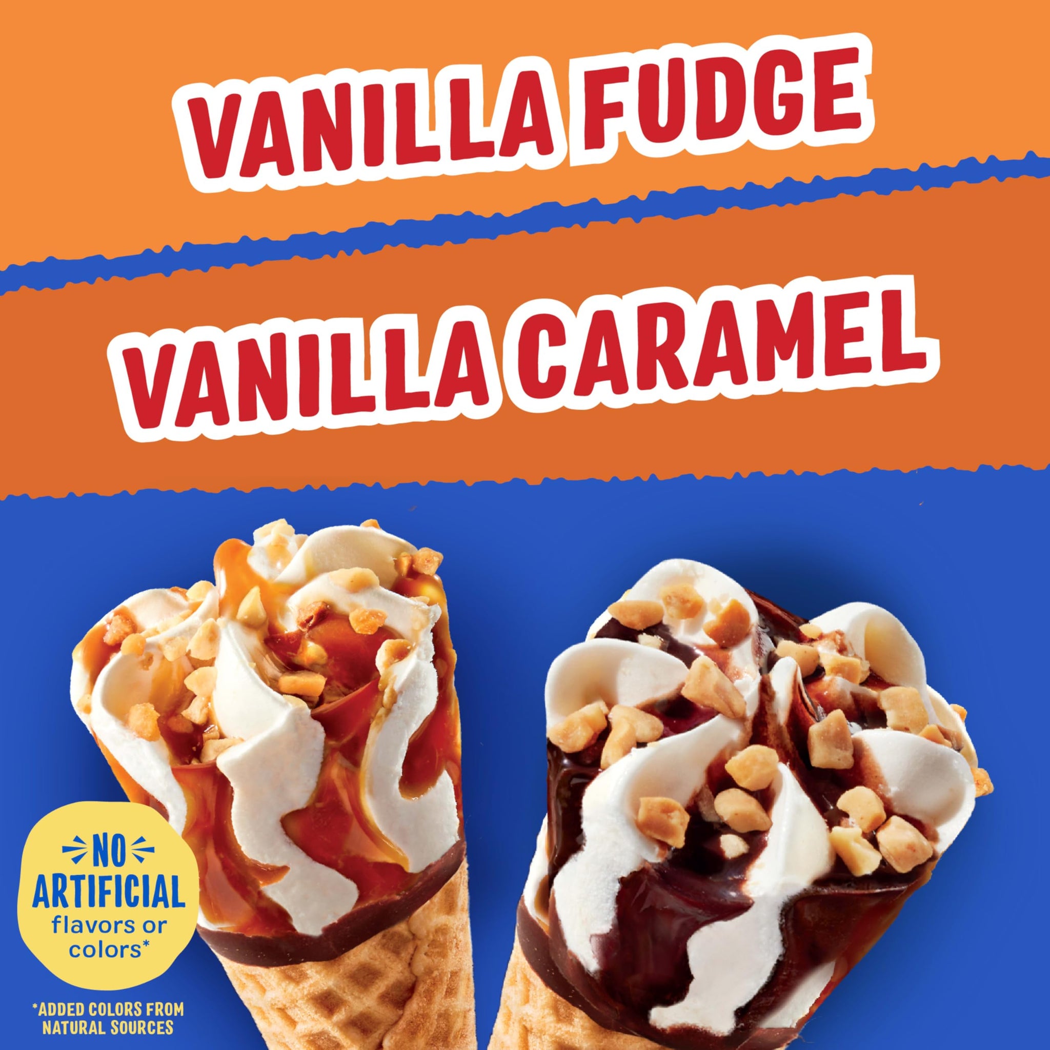 Drumstick Lil' Drums Vanilla Fudge Swirl and Vanilla Swirl Sundae Cones Ice cream, caramel, 27 Fl Oz, 12 count (pack of 1)