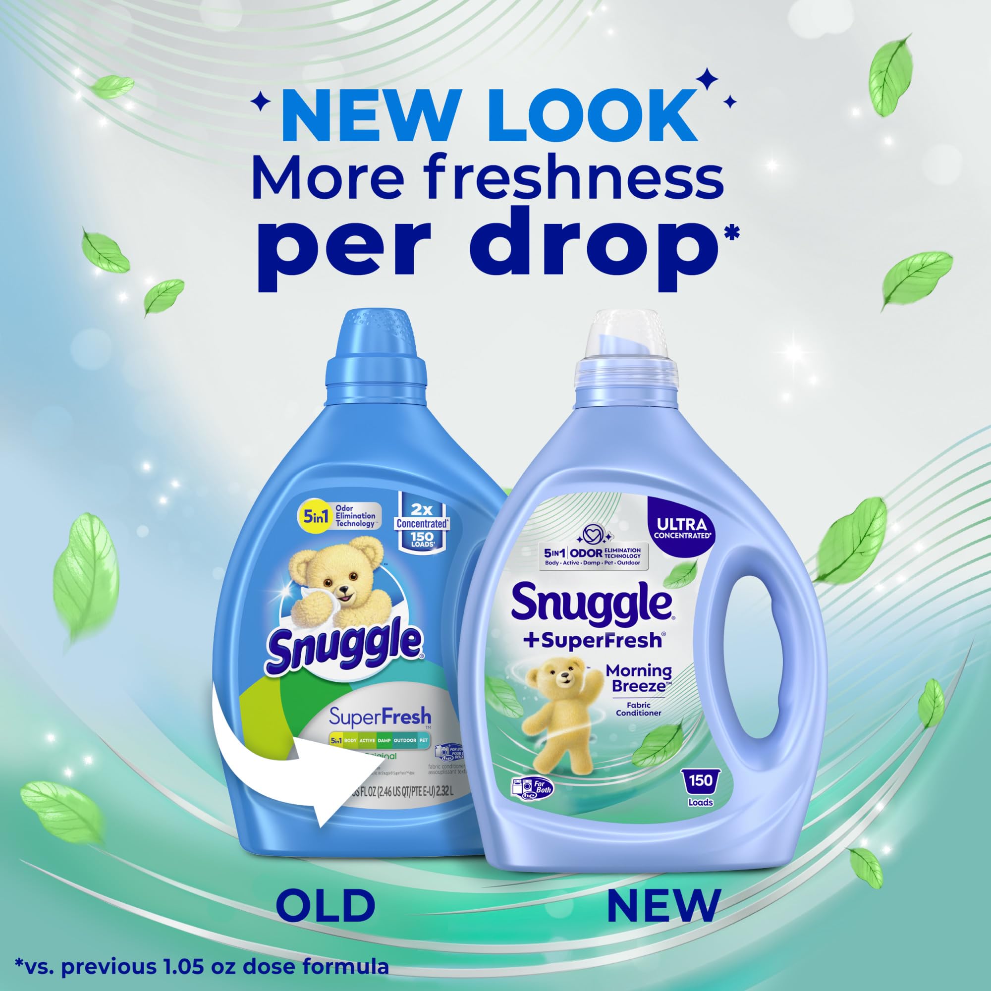 Snuggle SuperFresh Fabric Softener Liquid, Ultra Concentrated, 78.8 Oz, 150 Medium Loads, Morning Breeze Fabric Conditioner, Lasting Scent, Fights