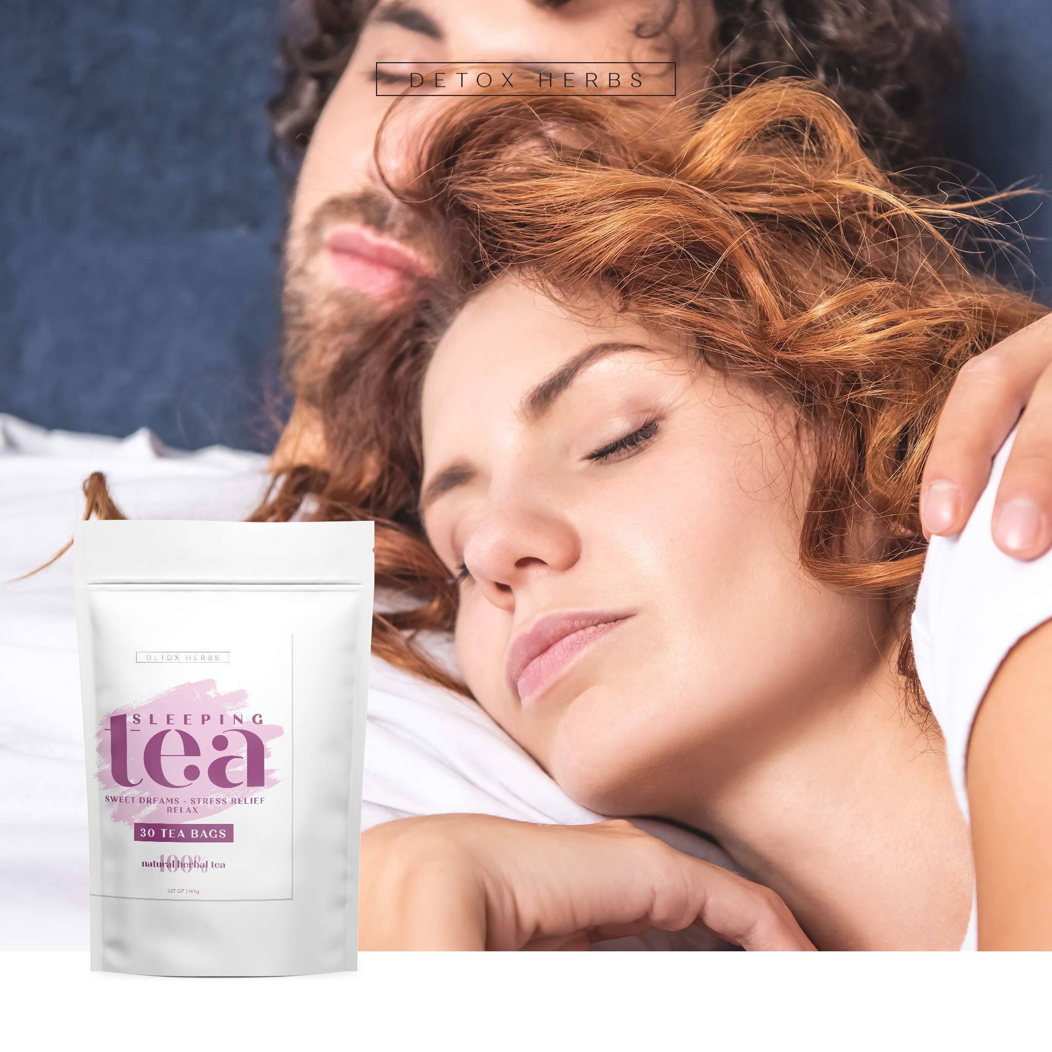 SLEEPING TEA - 30 Tea Bags, Tea for Sweet Dreams, Stress Relief and Relax, Calm Your Nerves & Enjoy Healthy Deep Sleep, 100% Natural Tea for Adults