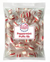 Peppermint Puff Candy - 1 lb Red and White Individually Wrapped Striped Soft Mints - After Dinner or Great for Holidays