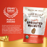 Lark Ellen Farm Organic Sprouted Walnuts - Raw, Unsalted, Keto-Friendly, Healthy Vegan Snack, Gluten-Free, 10 Oz, 3 Pack