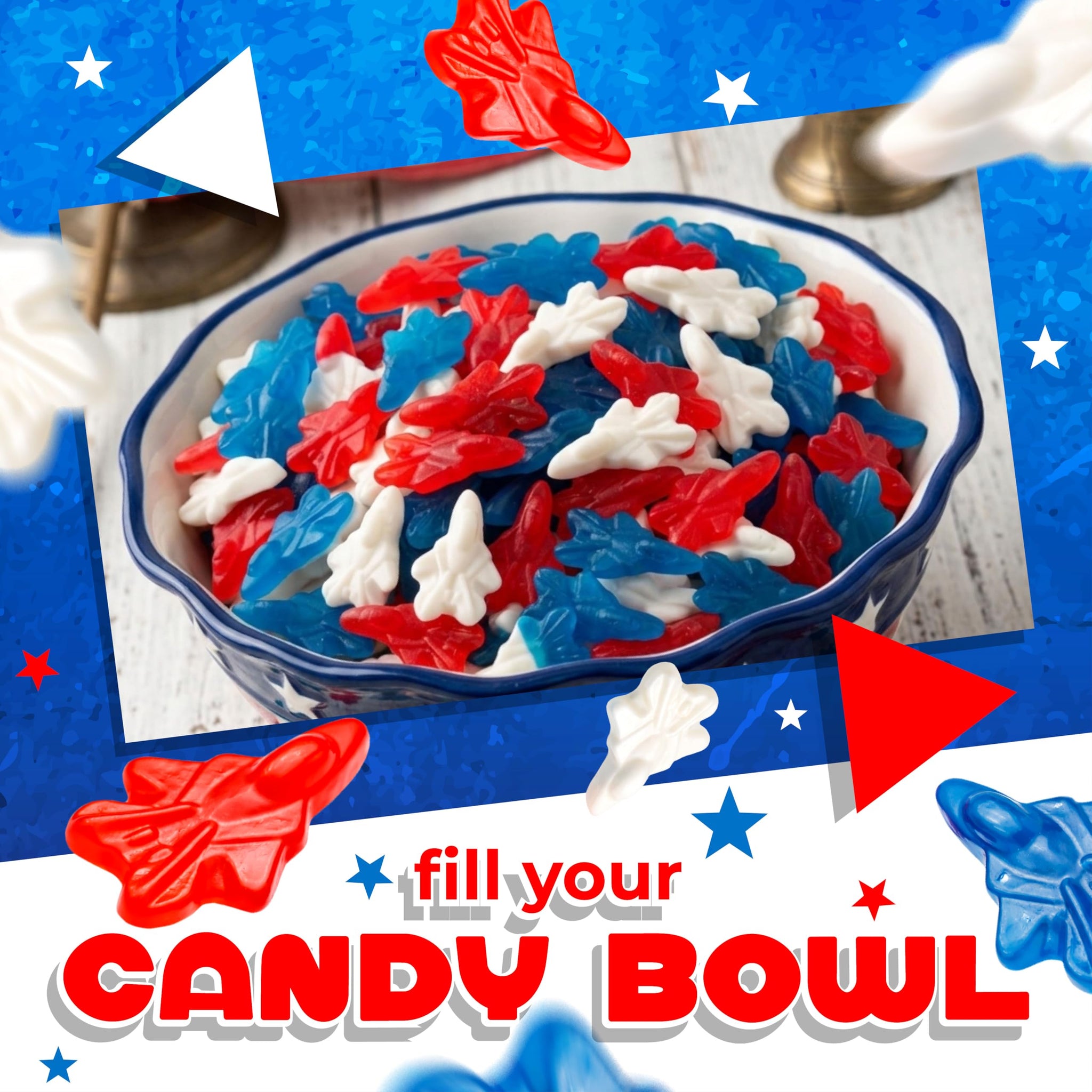 Red White and Blue Candy | 1 Pound Bag | Patriotic Candy | Gummy Planes | 4th of July Gummies | Memorial Day & Themed Party Favors | Assorted Berry