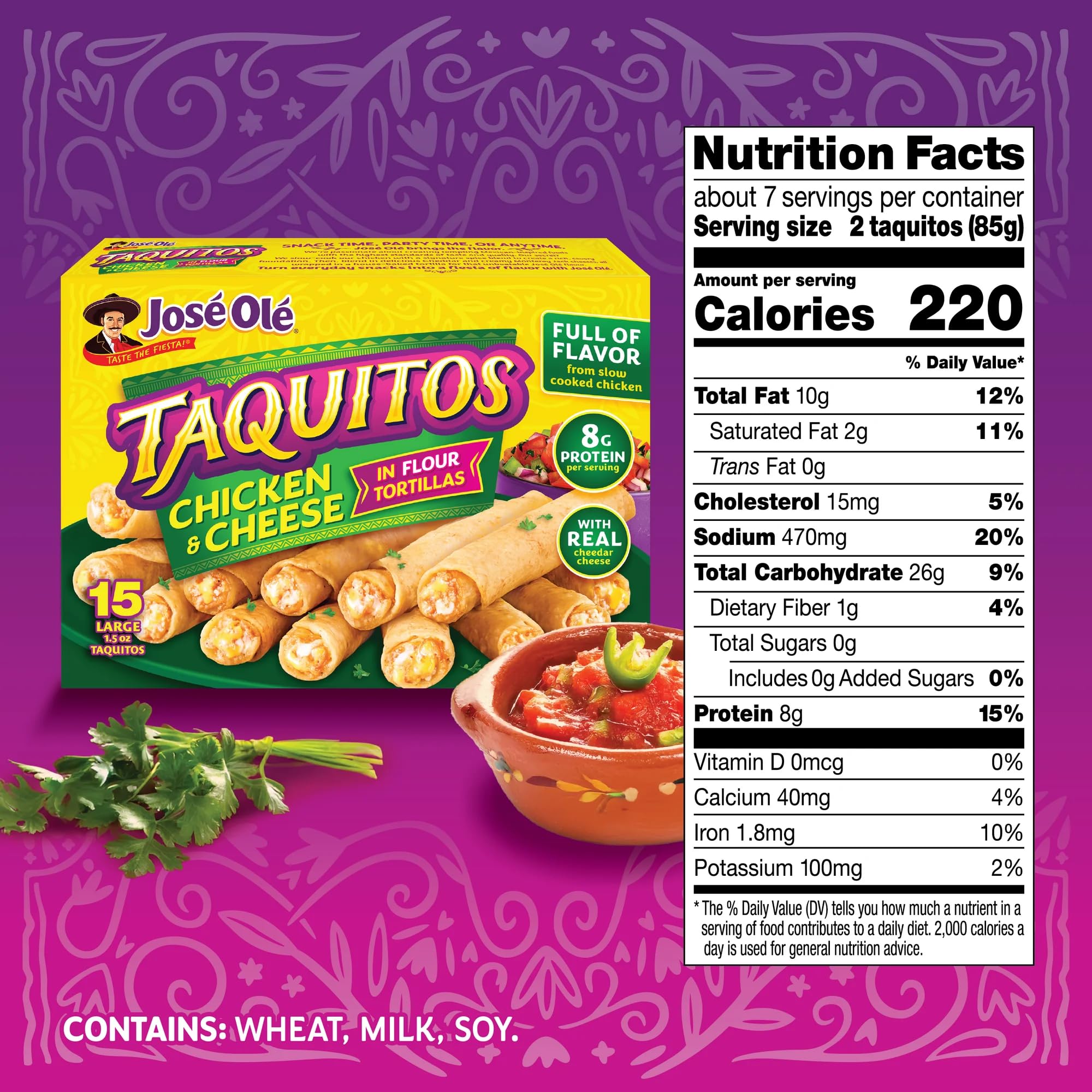 Jose Ole Chicken Taquitos Frozen Box, 22.5 Oz