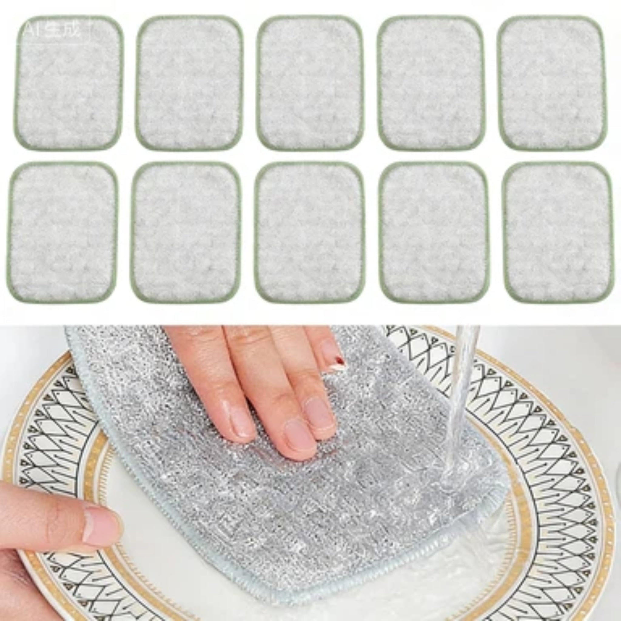 Multipurpose Wire Dishwashing Rags for Wet and Dry, 2026 New Reusable Steel Wool Scrubber 2-Layer Microfiber Wire Dishcloth, Multifunctional Dish Rags