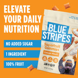 Blue Stripes Cacao Superfruit Gummies - Vegan Chewy Fruity Snack, No Sugar Added 100% Fruit Gummy, 9 Essential Vitamins & Minerals, Natural Tropical