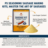 PS Seasoning Cheddar Mac N’ Cheese Bratwurst Kit - Sausage making Seasoning And Natural Hog Casings For 10 Lbs Of Meat Easy Homemade Brats For Pork