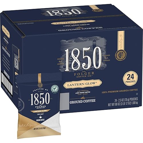 1850 Lantern Glow Light Roast Ground Coffee, Fraction Pack, 2.5 Ounce (Pack of 24)